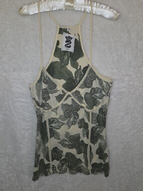 Z-Brand Vintage Y2K Boho Festival Floral Leaf Racerback Cami Tank Top Sz L